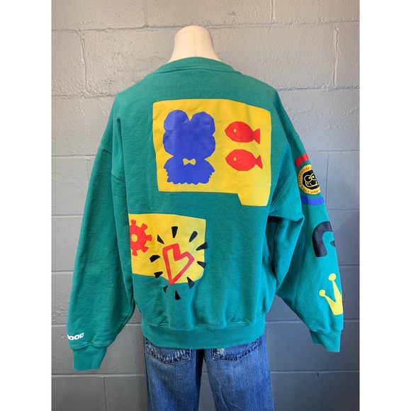 Dumbgood Sanrio Keroppi Teal Green Graphic Crewneck Sweatshirt Women's Medium - Picture 2 of 7